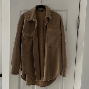 Zara women’s Tan Corduroy Shirt Jacket
